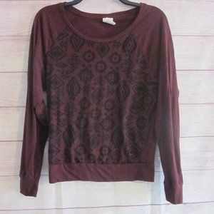 PINK Victoria Secret Long Sleeve Woman's Shirt XS Purple Black Geometric